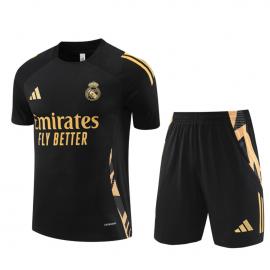 Camiseta Real M adrid Pre-Match 24/25 Negra (Hombre/Niño) + Pantalones